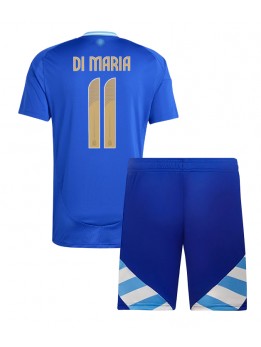 Argentina Angel Di Maria #11 Replika Borta Kläder Barn Copa America 2024 Kortärmad (+ byxor)